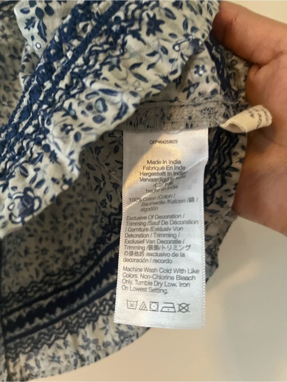 NWT Madewell Blue White Floral Puff Sleeve Crop Top Medium Cottagecore Cotton